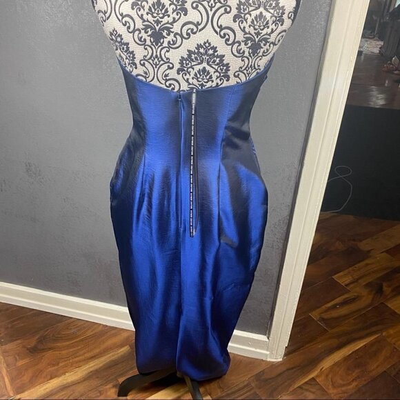 Daymor Couture Colbalt asymmetric pleated dress jacket formal wedding - Picture 9 of 12